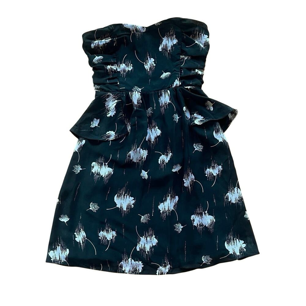 Akualani Strapless Sweetheart Peplum Dress Black White | S